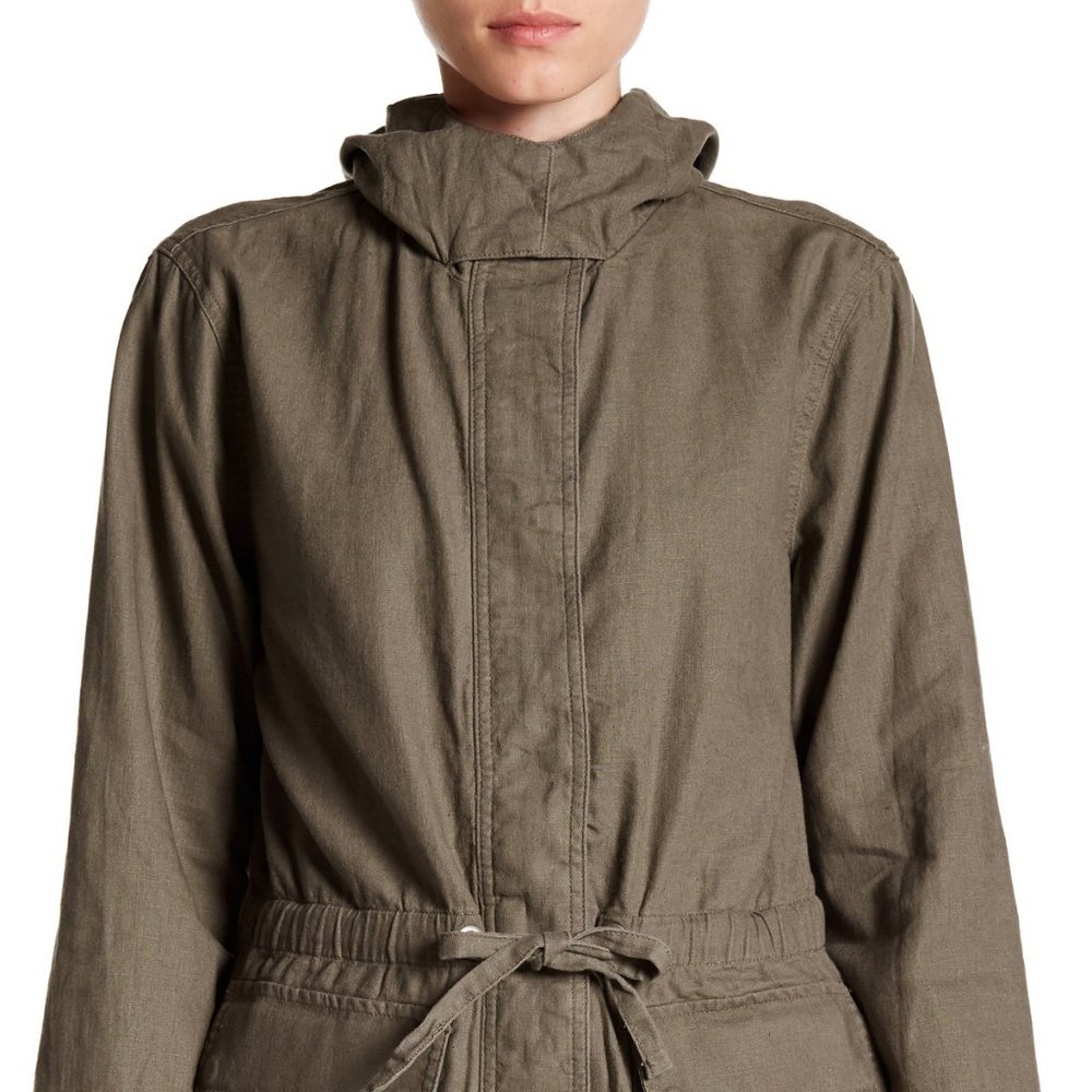 New JACKET Linen Cotton Hood Coat Topper Women's 4 Washable NWOT - Picture 3 of 7